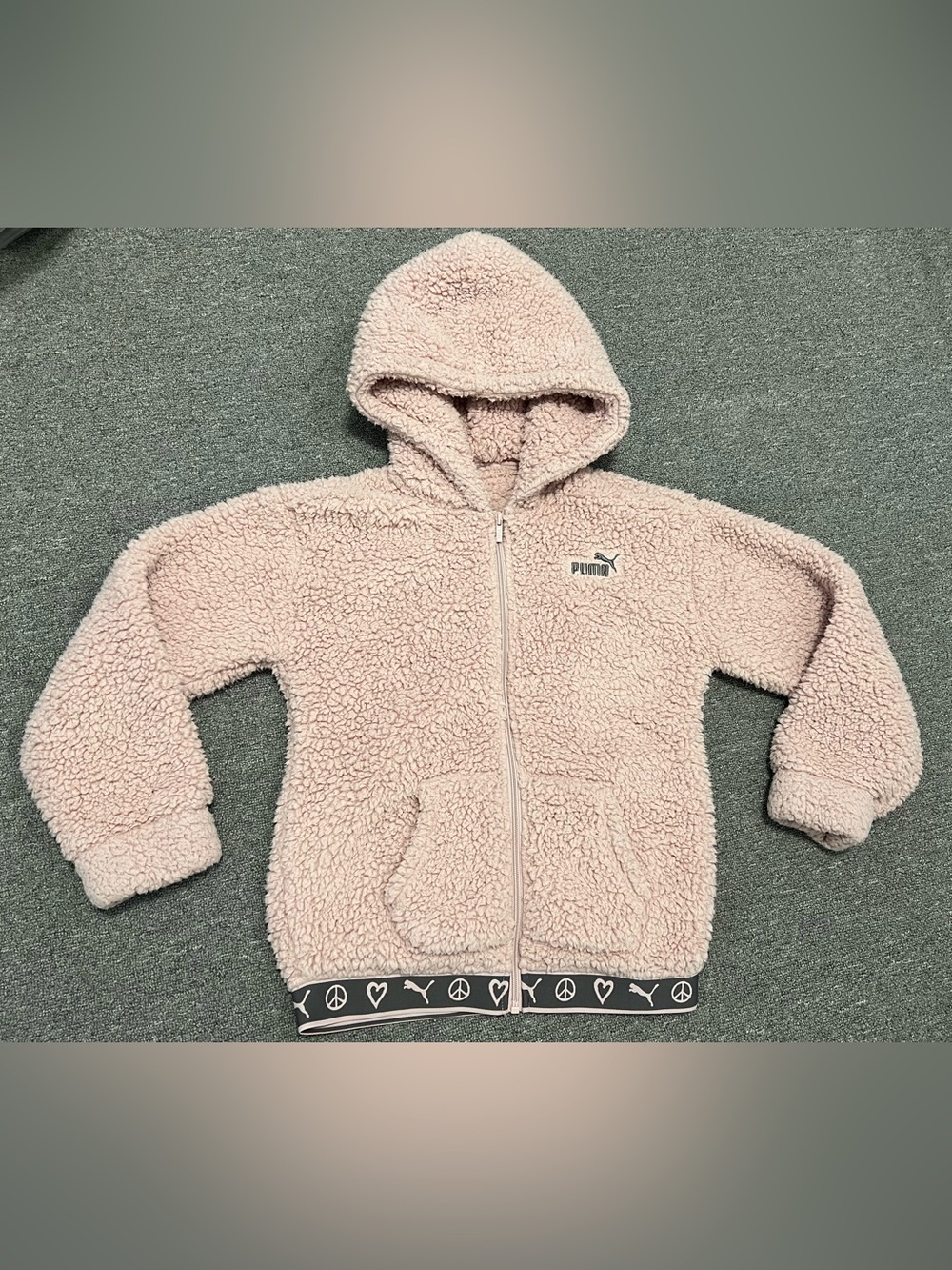 PUMA Girl’s Pink Sherpa Hooded Zippered Jacket 10-12T